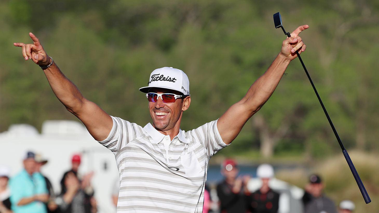 El golfista Rafael Cabrera-Bello celebra una victoria. Foto: Rfeg / José Salto