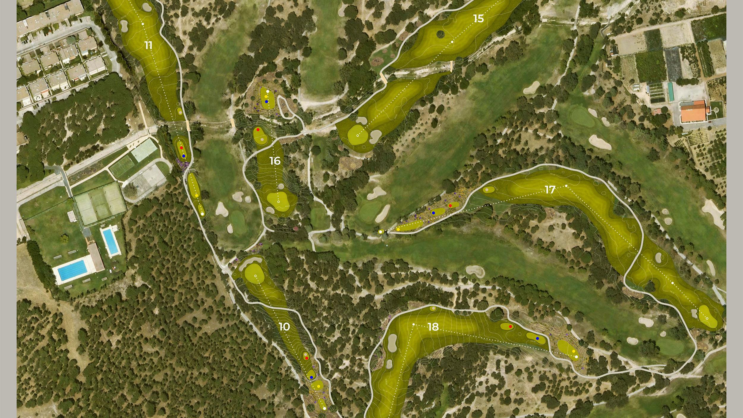 Plano del rediseño de los 9 hoyos Ballesteros.