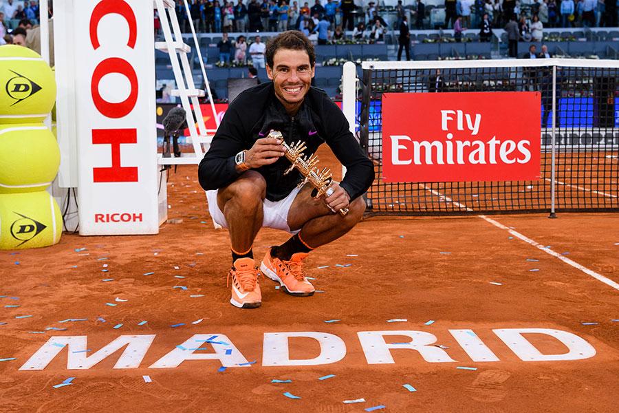 Rafa Nadal celebra su quinto título en Madrid. Foto: Mutua Madrid Open